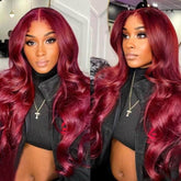 Vibrant Burgundy Body Wave Wig 180% Density